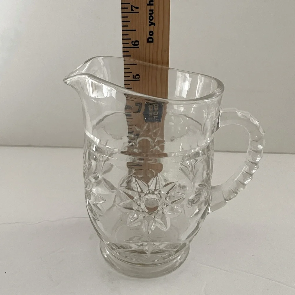 Vintage Prescut Clear Pressed Glass Small Pitcher by Anchor Hocking MCM